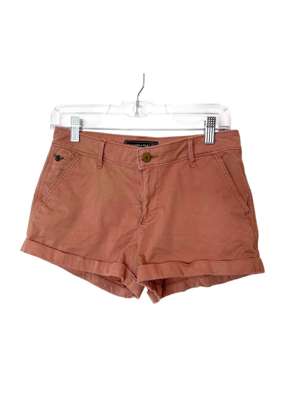 Abercrombie Fitch Shorts Womens 24 Mauve Rust  2' Cuffed Summer Y2K Preppy Chino